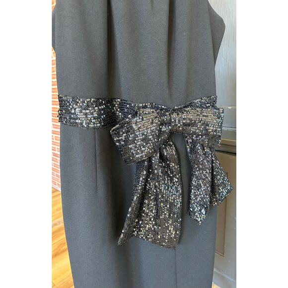 Eliza J Womens Sequin Bow Dress Sz 12 Black Party Cocktail Wedding New Year's - Picture 2 of 6